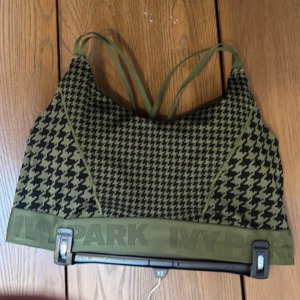 Adidas Ivy Park green houndstooth sports bra